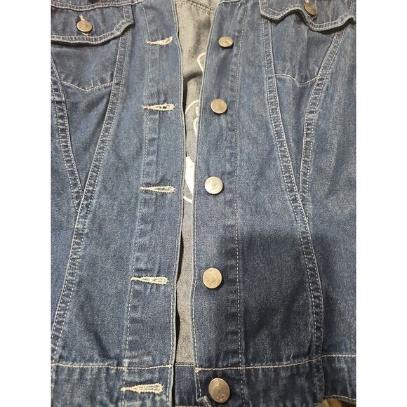 VTG Baby Phat Embroidered Cat Logo Denim Blue Jean Jacket Size M Dark Wash - Picture 9 of 9
